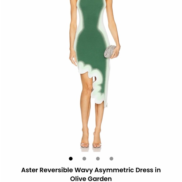 NWT PH5 Asymmetrical Green and White Aster Dress in Olive Garden XS - Picture 2 of 10
